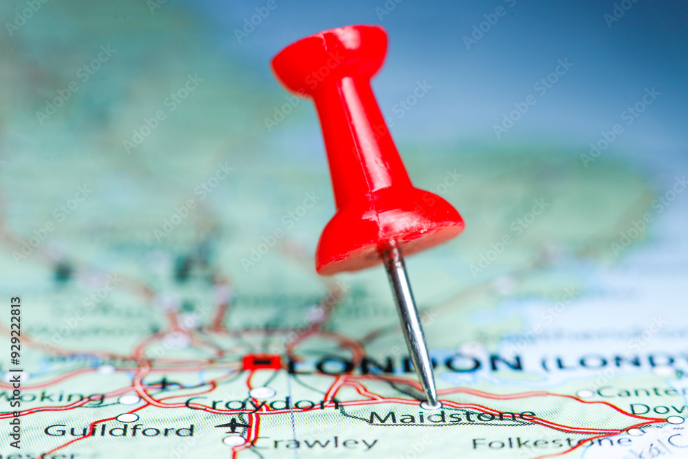 Maidstone, Kent, England pin on map Maidstone, Kent, England pin on map
