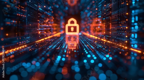 Lock icon showing secure data, privacy, end to end encryption, Cybersecurity