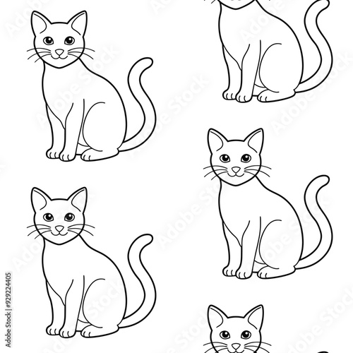 Minimalistic vector illustration of a cat as a seamless pattern