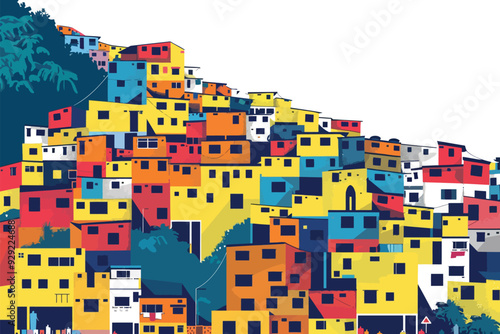 Favela Communities in Rio de Janeiro stock image isolated vector style photo