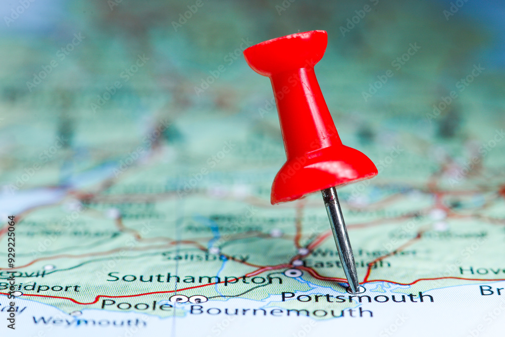 Portsmouth, Hampshire, England pin on map Portsmouth, Hampshire, England pin on map