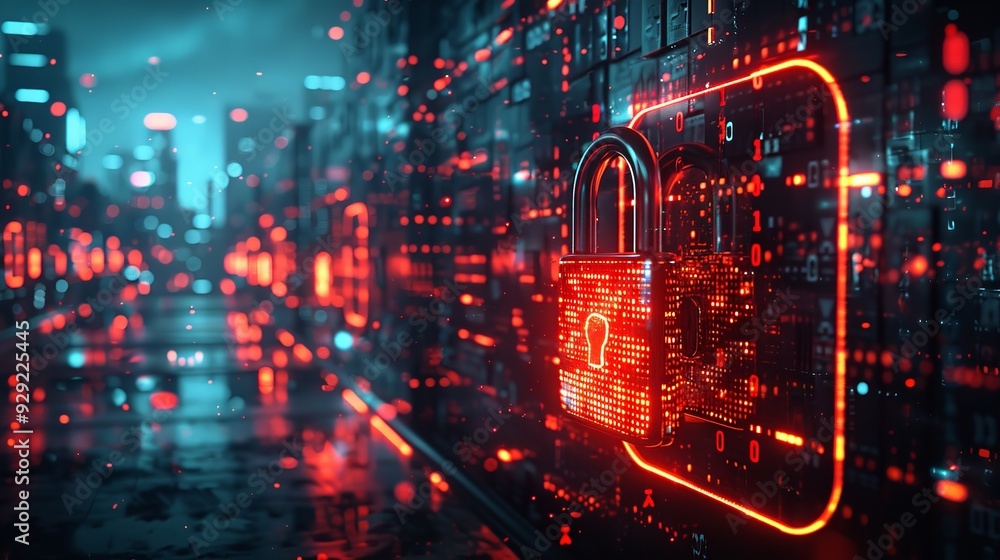 Obraz premium Lock icon showing secure data, privacy, end to end encryption, Cybersecurity