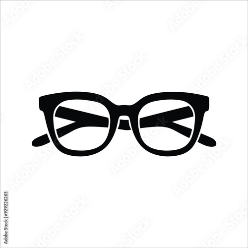 Eyeglasses icon flat with vector illustration - silhouette style vector icons