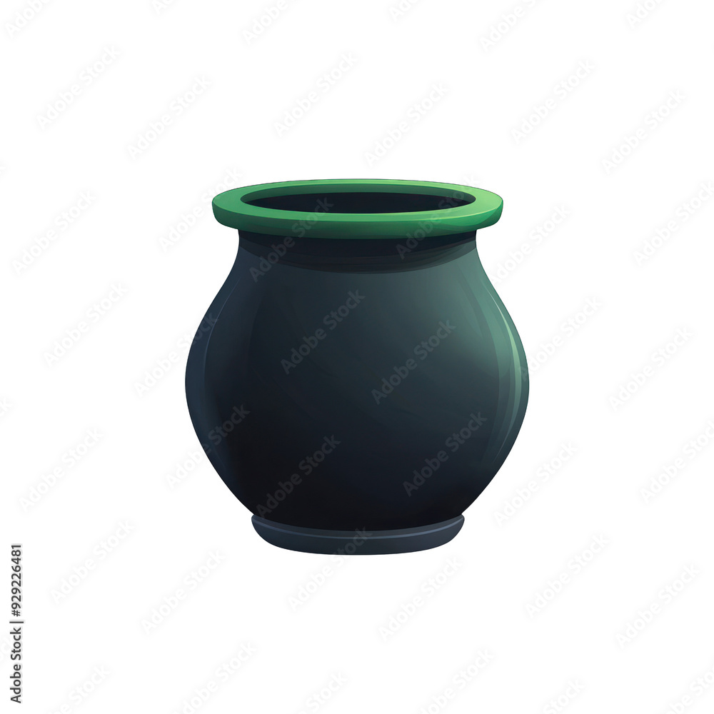 A stylish black pot with a modern green rim, perfect for decoration or as a container for plants. transparent background A stylish black pot with a modern green rim, perfect for decoration or as a container for plants. transparent background