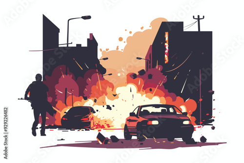 riots on street stock image isolated vector style