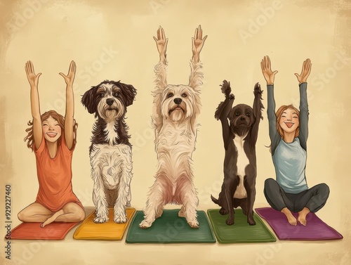 Obraz na płótnie Dogs Doing Yoga w salonie