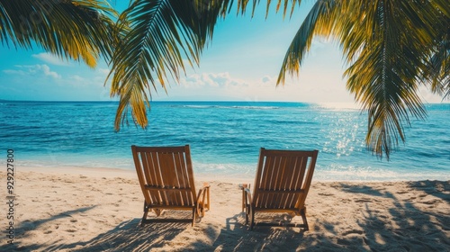 Tropical Beach Paradise with Two Loungers