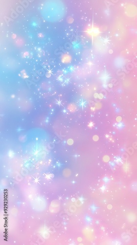 Abstract pastel colored background with bokeh lights and stars