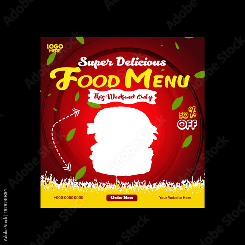 Special delicious food promotion ad social media banner square post template
