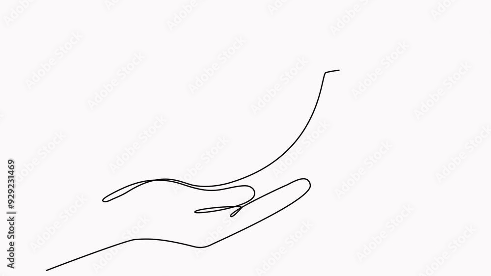 Hands hold house continuous one line drawn animated video. Hands hold house continuous one line drawn animated video.