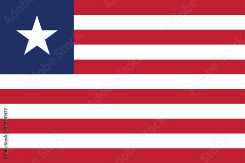 National flag of Liberia. Liberian flag. Vector illustration.