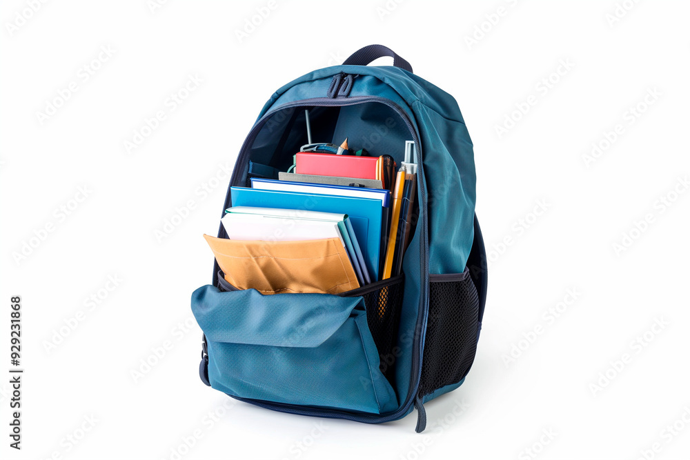 Open School Backpack on White Background Open School Backpack on White Background