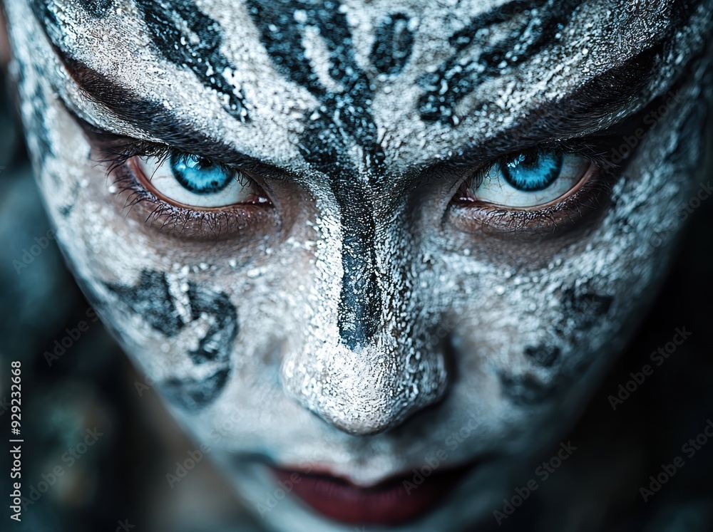 Icy blue eyes of a mysterious figure Icy blue eyes of a mysterious figure