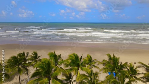 Sea view with palm trees in Aracaju, Sergipe, Brazil