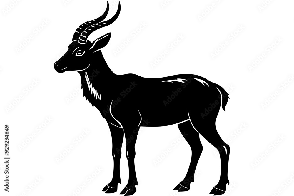 Obraz premium silhouette of a markhor vector, markhor flat icon