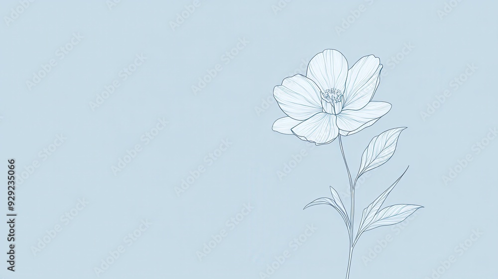 Fototapeta premium A minimalist illustration of a flower on a light blue background.