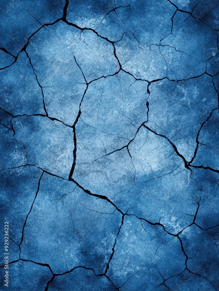 Fototapeta premium Cracked blue marble texture background