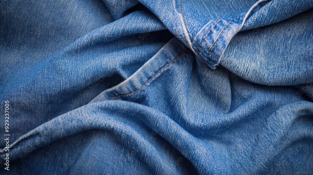 A close up of a blue jeans fabric with some wrinkles, AI A close up of a blue jeans fabric with some wrinkles, AI