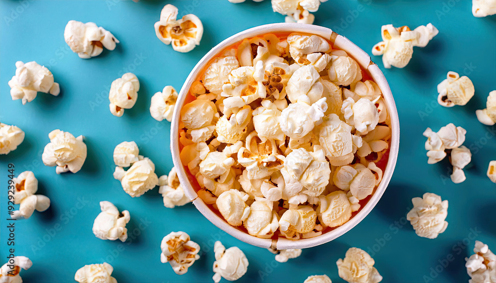 Popcorn in a paper cup top view Popcorn in a paper cup top view