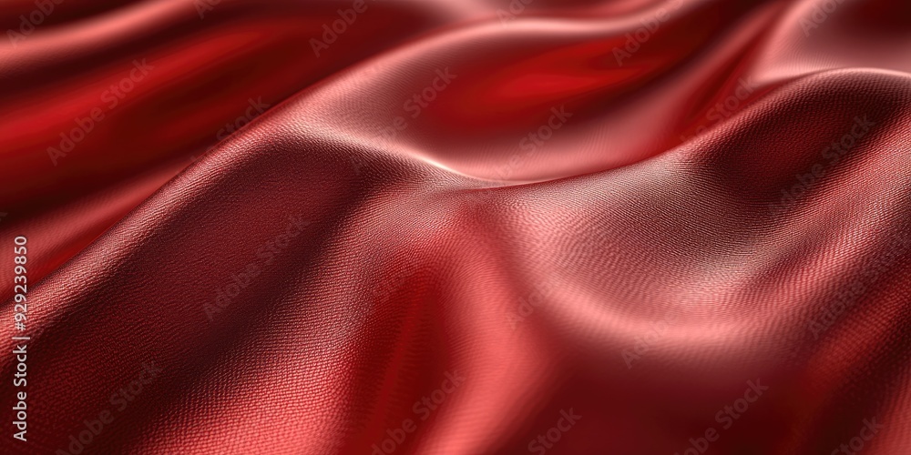 Close-up of Red Textured Fabric with Soft Waves Close-up of Red Textured Fabric with Soft Waves