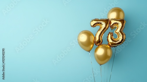 Banner with number 1-100 golden balloon with copy space. forty years anniversary celebration concept on a blue background