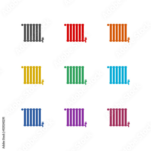 Heating radiator icon isolated on white background. Set icons colorful