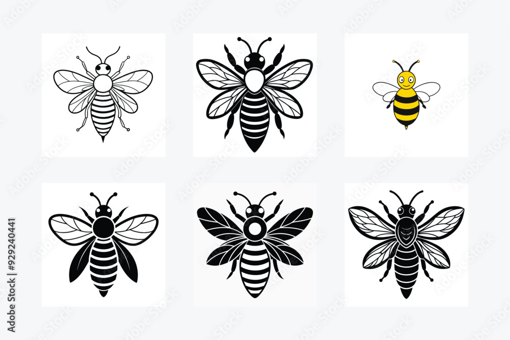 Cute Bee Vector Illustration - Printable Graphics Design Cute Bee Vector Illustration - Printable Graphics Design