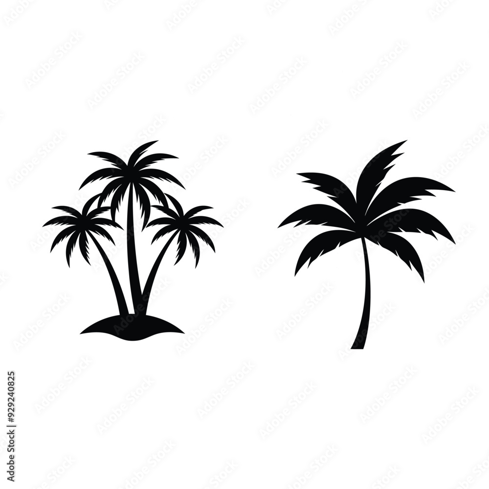 Palm Tree Silhouette Vector Illustration - Printable Graphics Design Palm Tree Silhouette Vector Illustration - Printable Graphics Design