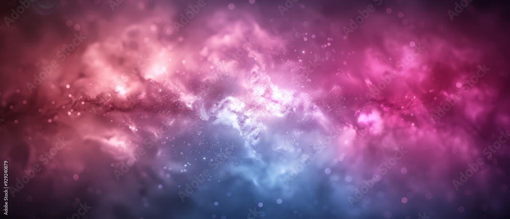 A cloud filled with pink and blue stars beside a purple and blue star-studded cloud A cloud filled with pink and blue stars beside a purple and blue star-studded cloud
