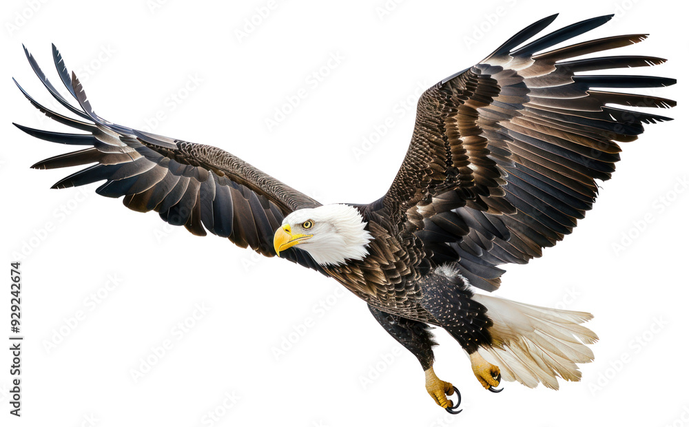 PNG Majestic bald eagle in flight