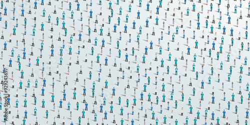 A large group of doctors on white background. Doctor people crowd seamless background. Doctors day concept. Vector illustration