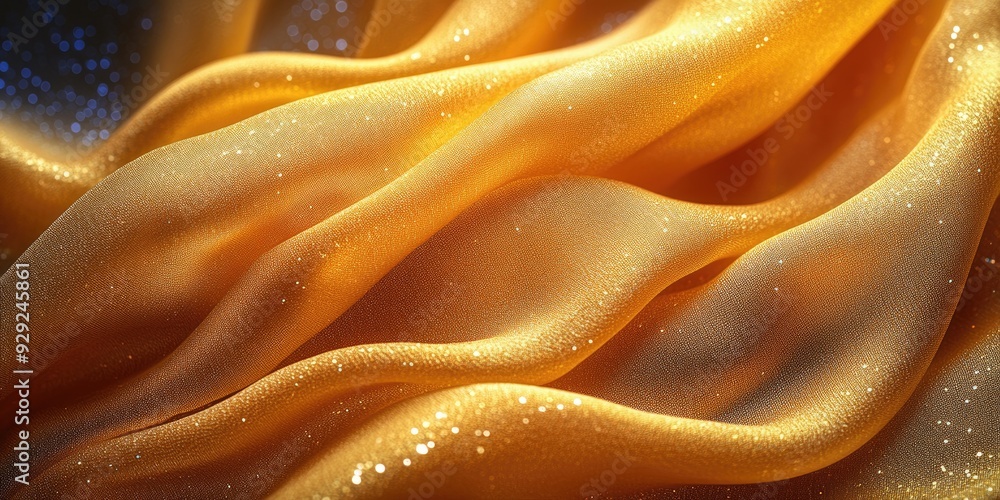 Close-up of Shiny Gold Fabric with Delicate Waves Close-up of Shiny Gold Fabric with Delicate Waves