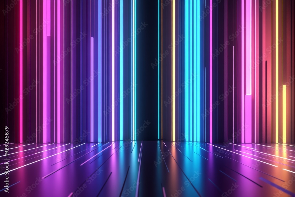 Modern wallpaper with glowing vertical lines. Modern wallpaper with glowing vertical lines.