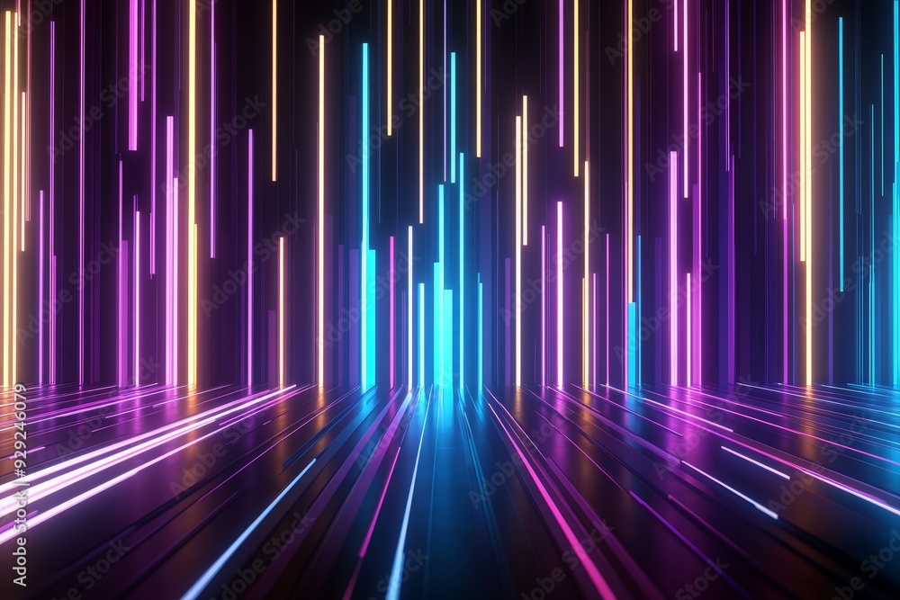 Modern wallpaper with glowing vertical lines.