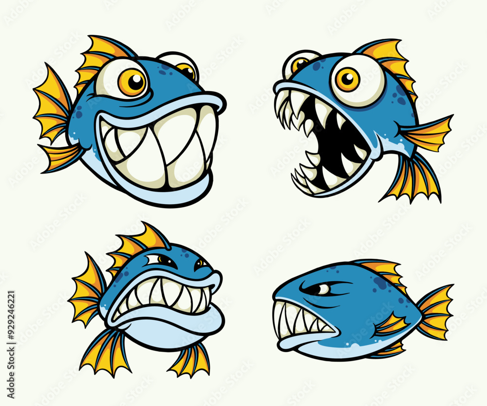monster fish with big teeth v.ector illustration monster fish with big teeth v.ector illustration