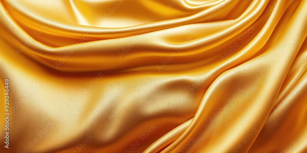 Fototapeta premium Close-up of Smooth, Wrinkled, Golden Fabric