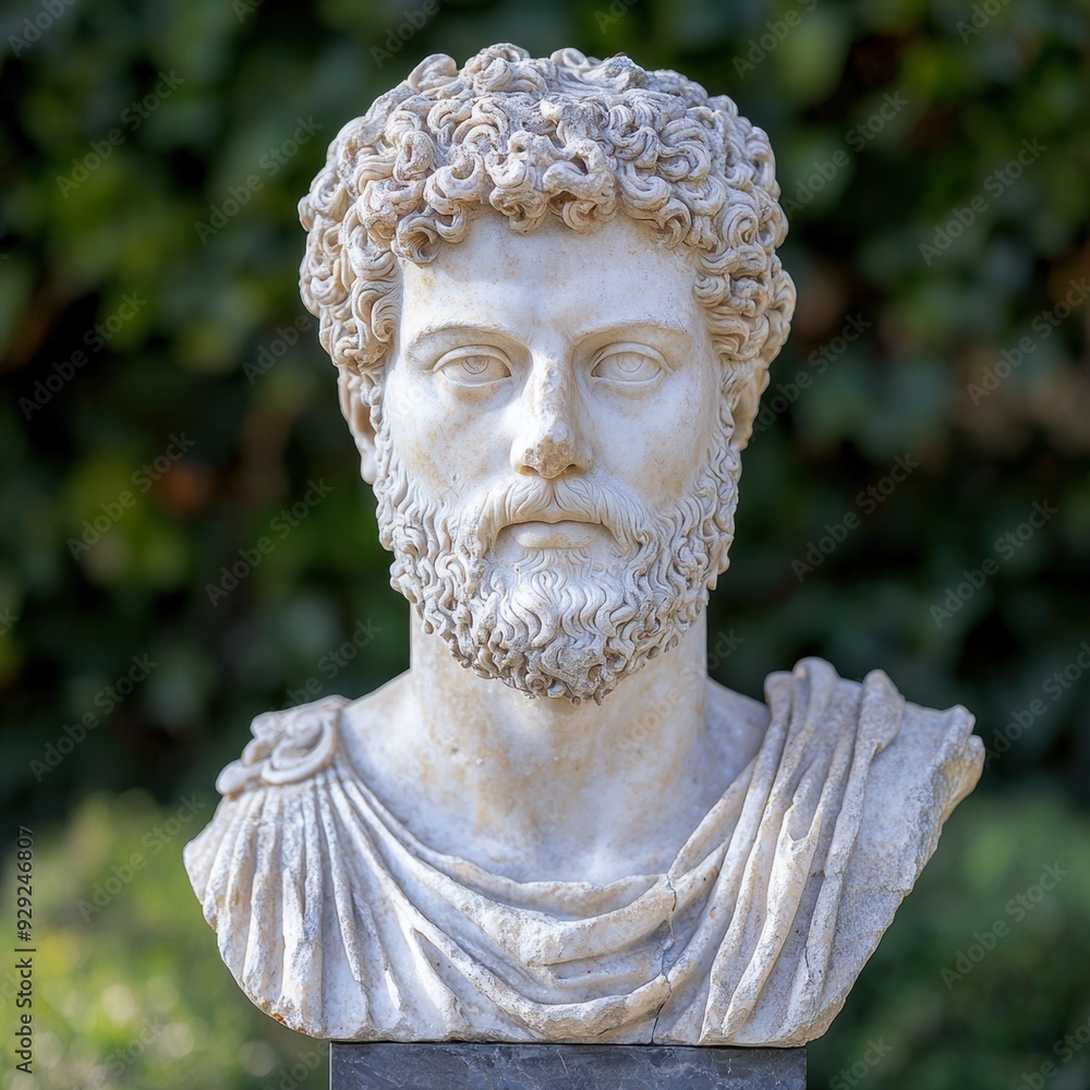 Marble bust of a bearded man with curly hair Marble bust of a bearded man with curly hair