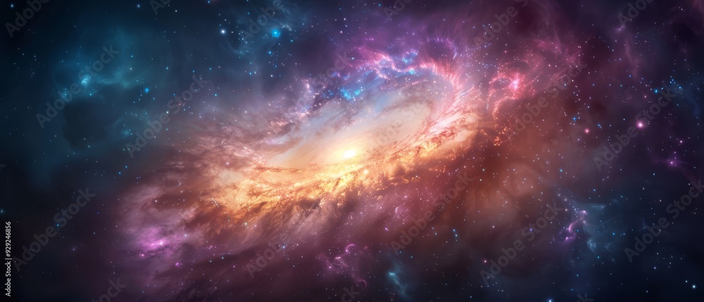 Fototapeta premium A detailed view of a vibrant cosmic scene, featuring a massive star at the image's core