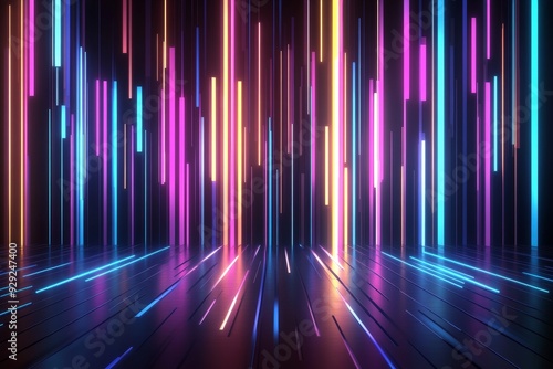 Modern wallpaper with glowing vertical lines.