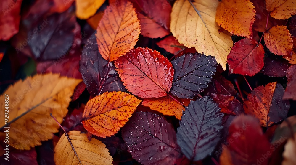 Fall botany leaves in the Autumn season. Outdoor foliage with copy space Fall botany leaves in the Autumn season. Outdoor foliage with copy space