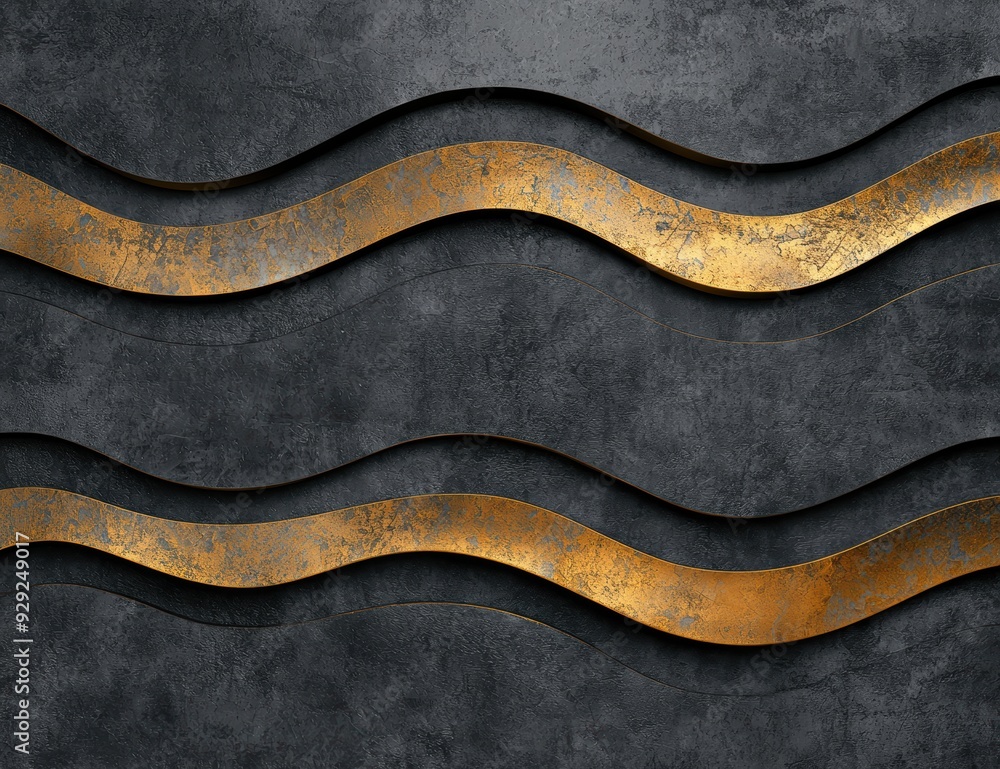 Fototapeta premium abstract wavy gold and black background