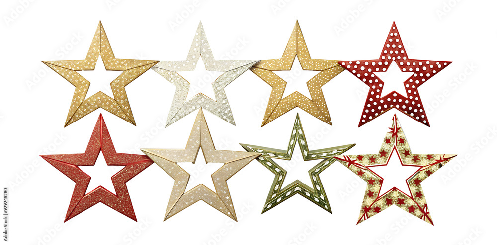 PNG glittery star decorations set transparent PNG glittery star decorations set transparent