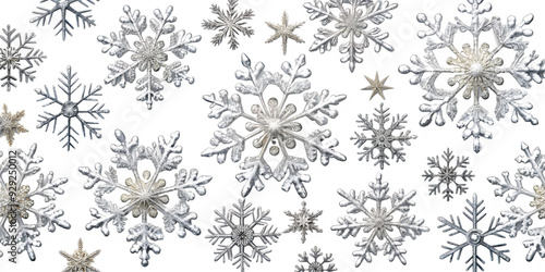 PNG various silver snowflakes for Christmas decoration transparent
