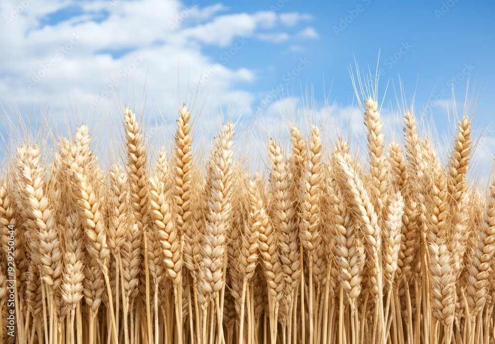 Fototapeta premium golden wheat field under blue sky