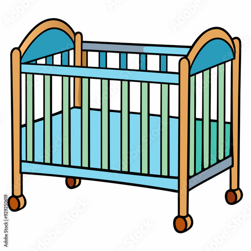 Baby bed art vector illustration