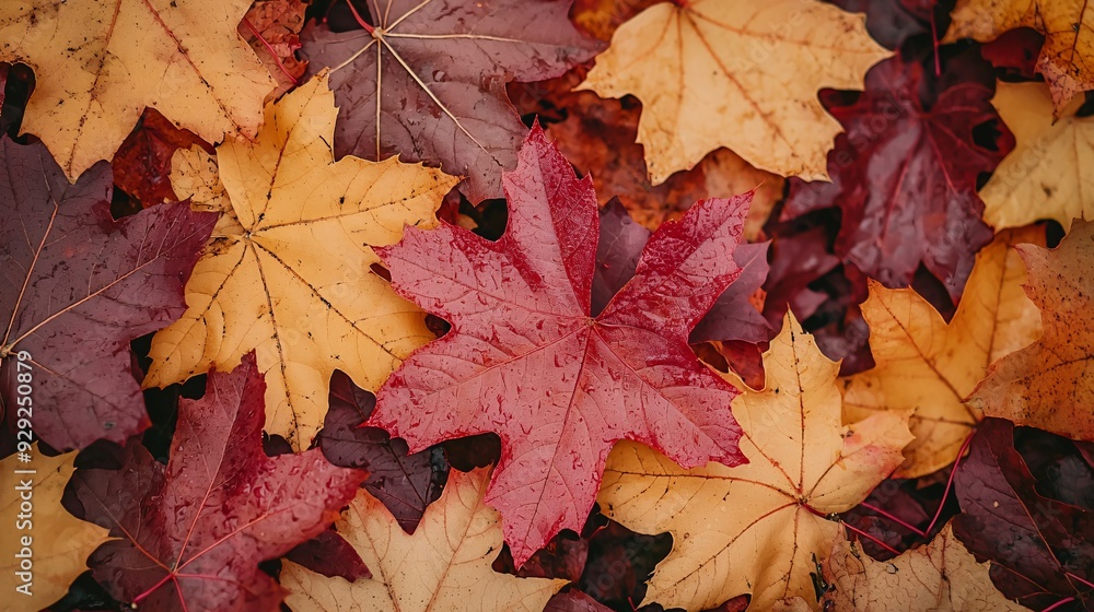 Fall botany leaves in the Autumn season. Outdoor foliage with copy space Fall botany leaves in the Autumn season. Outdoor foliage with copy space