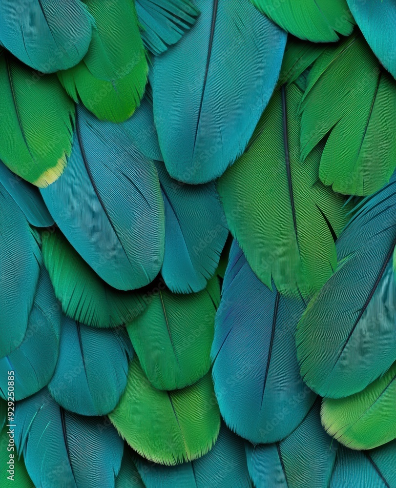 Obraz premium Vibrant green and blue feather pattern