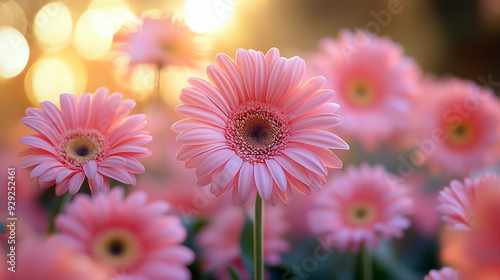 Delicate pink flowers in soft focus with gentle lighting, creating a dreamy atmosphere. Suitable for romantic or serene designs.