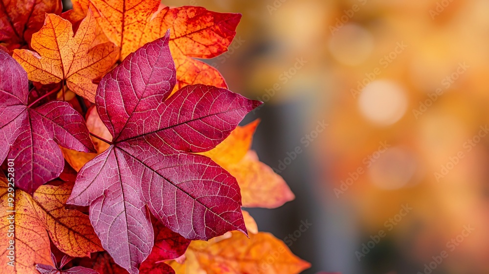 Obraz premium Fall botany leaves in the Autumn season. Outdoor foliage with copy space