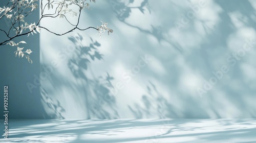 Branch Shadows on Blue Wall